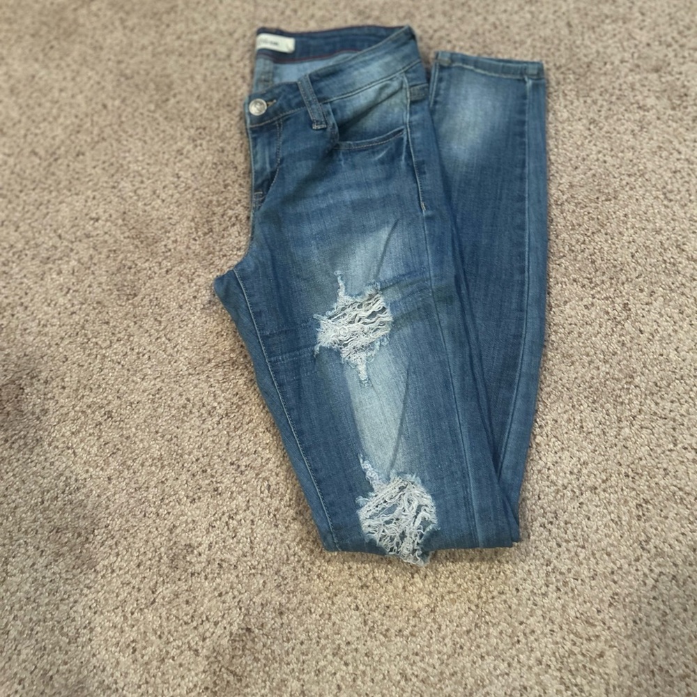 Cello Women's Distressed Skinny Jeans - Blue